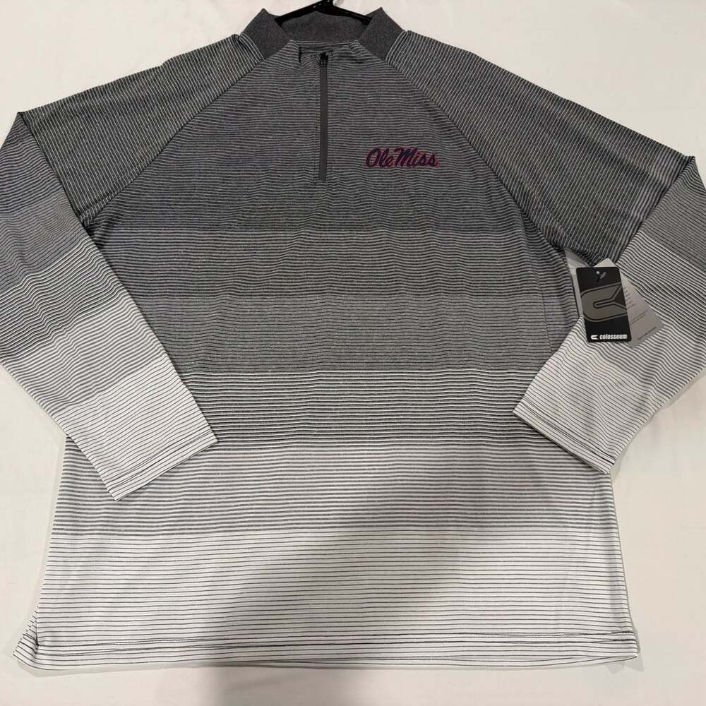Colosseum Ole Miss Rebels Men's Striped Quarter-Zip Pullover size Small